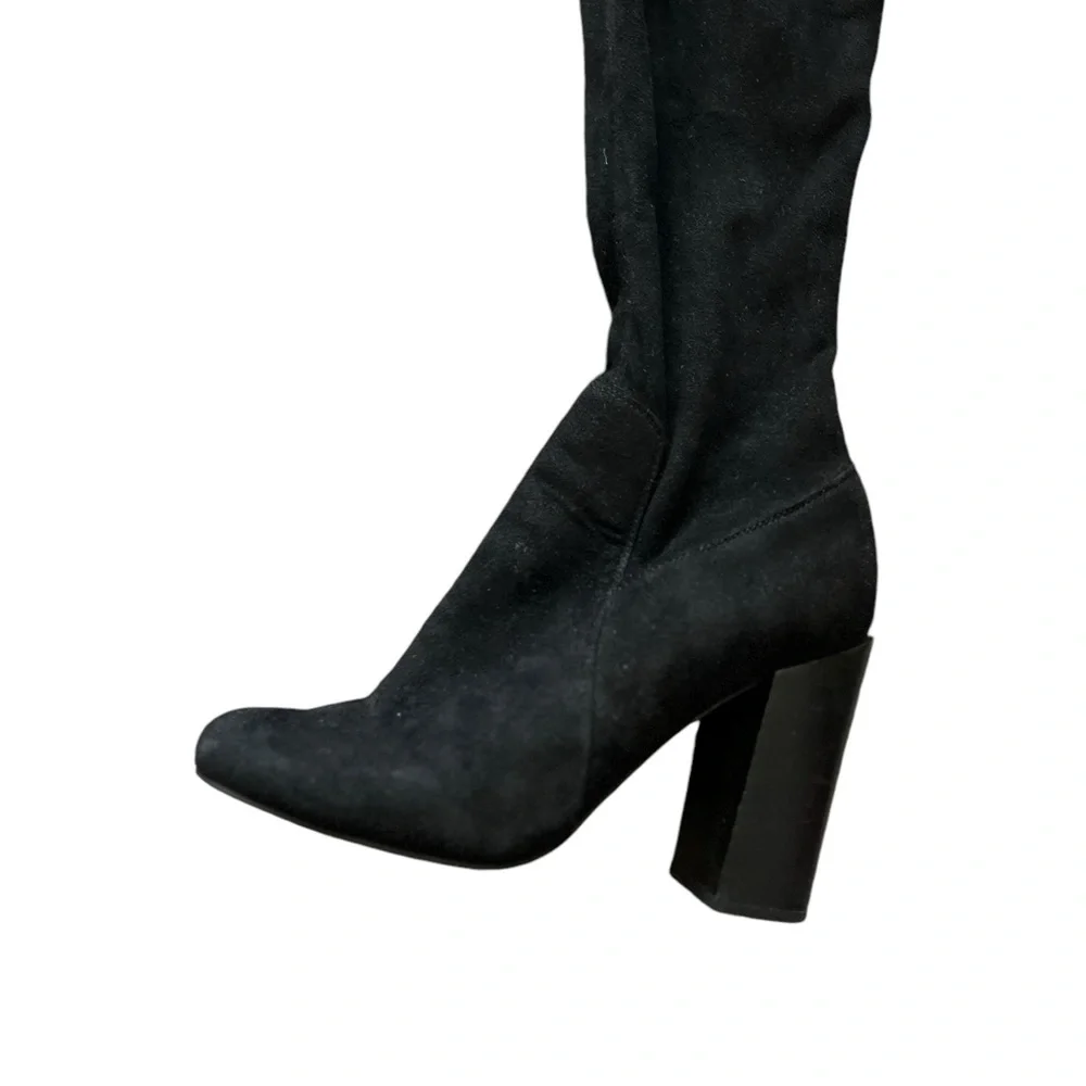 JEFFREY CAMPBELL Perouze Black Over The Knee Suede Heeled Boots